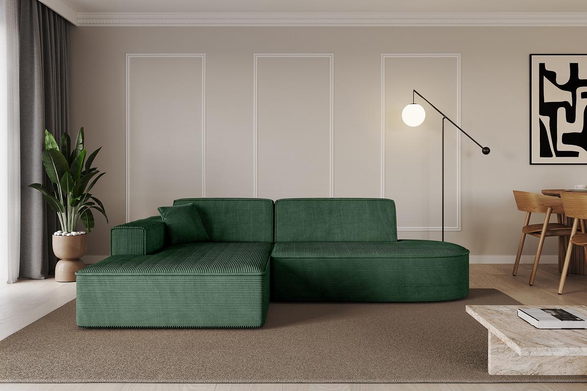 ECKSOFA Ottomane Links IREA-L1-v4 - 232x165x77 cm Grün - Currygelb, Holzwerkstoff/Textil (232/165cm) - ALTDECOR