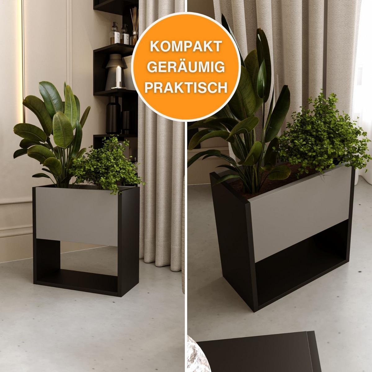 BLUMENKASTEN Dunkelgrau - Dunkelgrau, Holzwerkstoff (46195/45/44cm) - RAUMHIRSCH FURNITURE