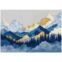 FOTOTAPETE Gebirge Aquarell Blau 400x280 cm - Multicolor, Papier (400/280cm) - Wallarena
