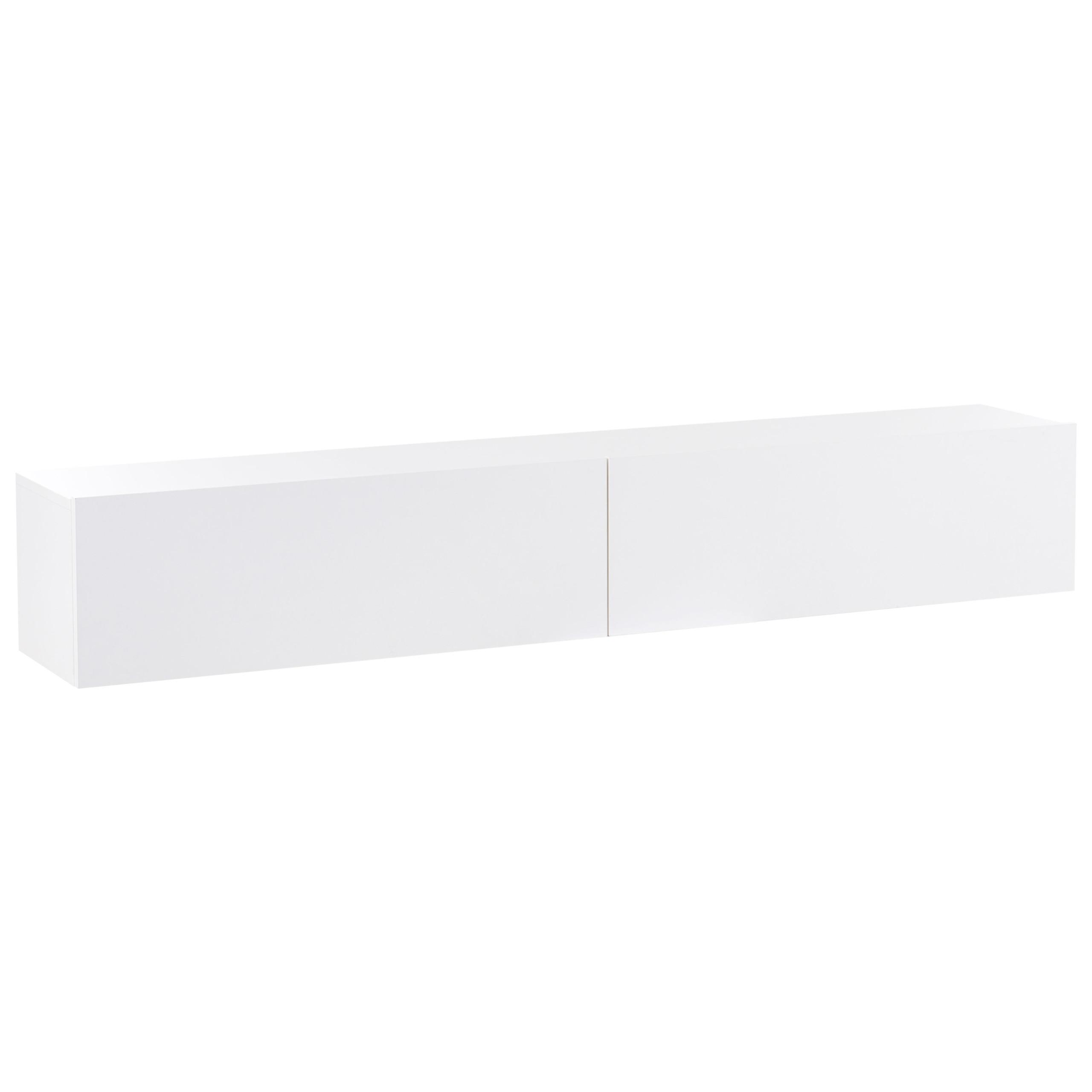 WANDMONTIERTER-TV-SCHRANK Weiß Gladstone - Weiß, Holzwerkstoff (180/30/32cm) - Beliani