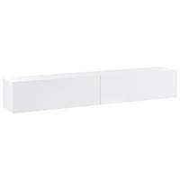 WANDMONTIERTER-TV-SCHRANK Weiß Gladstone - Weiß, Holzwerkstoff (180/30/32cm) - Beliani