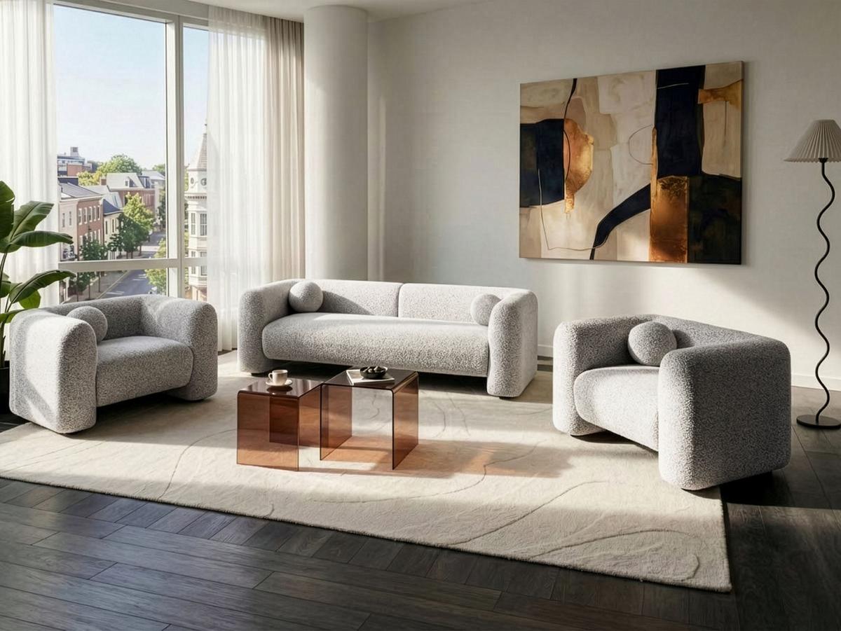 SOFA-SET 5-Sitzer Beige Leiren - Beige, Textil (224/73/83cm) - Beliani