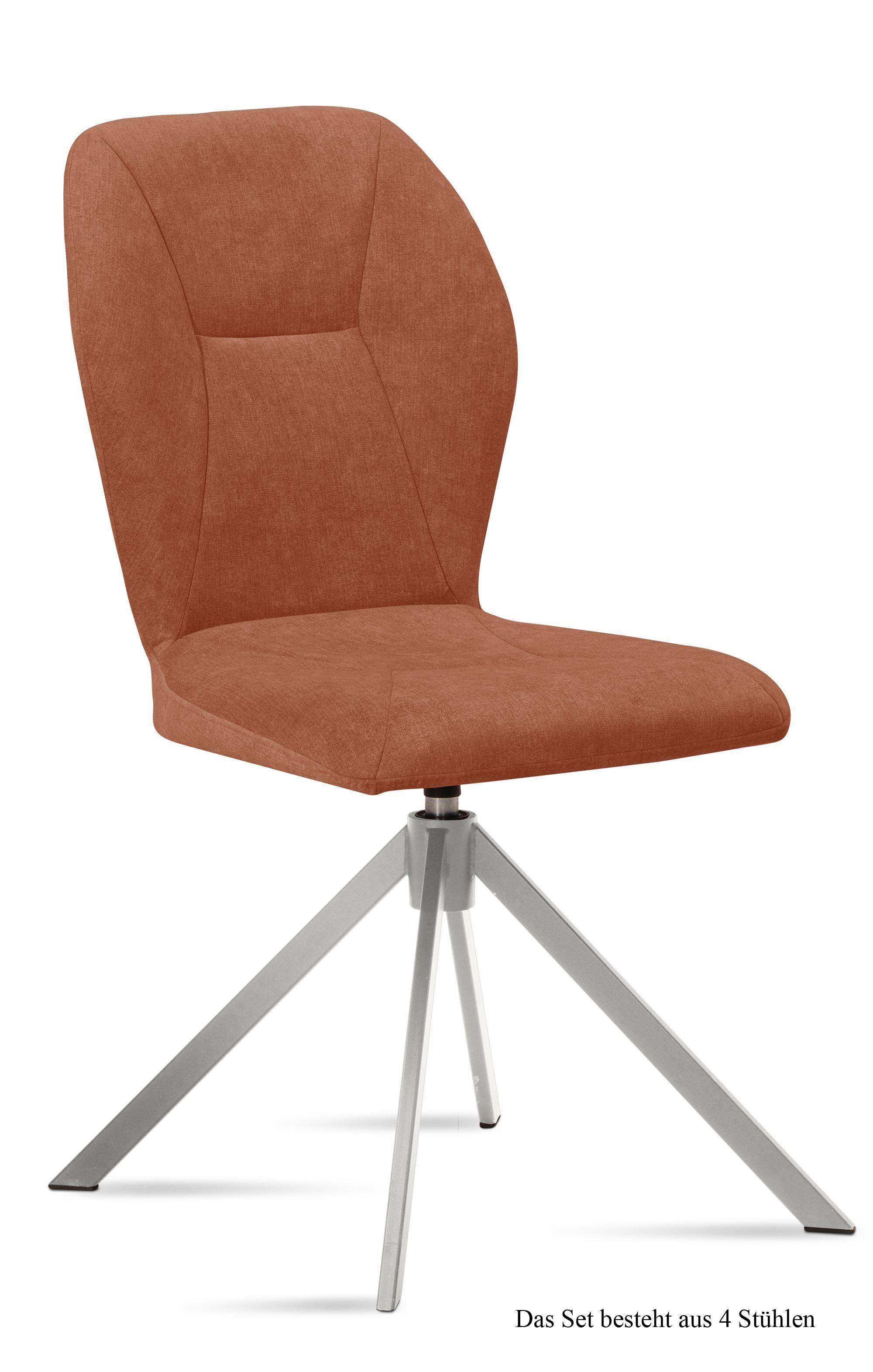 ESSZIMMERSTUHL drehbar (4er-Set) Deandra 51x92x60 Edelstahl/Cognac - Edelstahlfarben/Cognac, Kunststoff (60/92/51cm) - 58aufmkessel