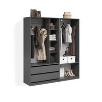 KLEIDERSCHRANK Trento Anthrazit 2er Set - Anthrazit, Holzwerkstoff (100/200/50cm) - Livinity®
