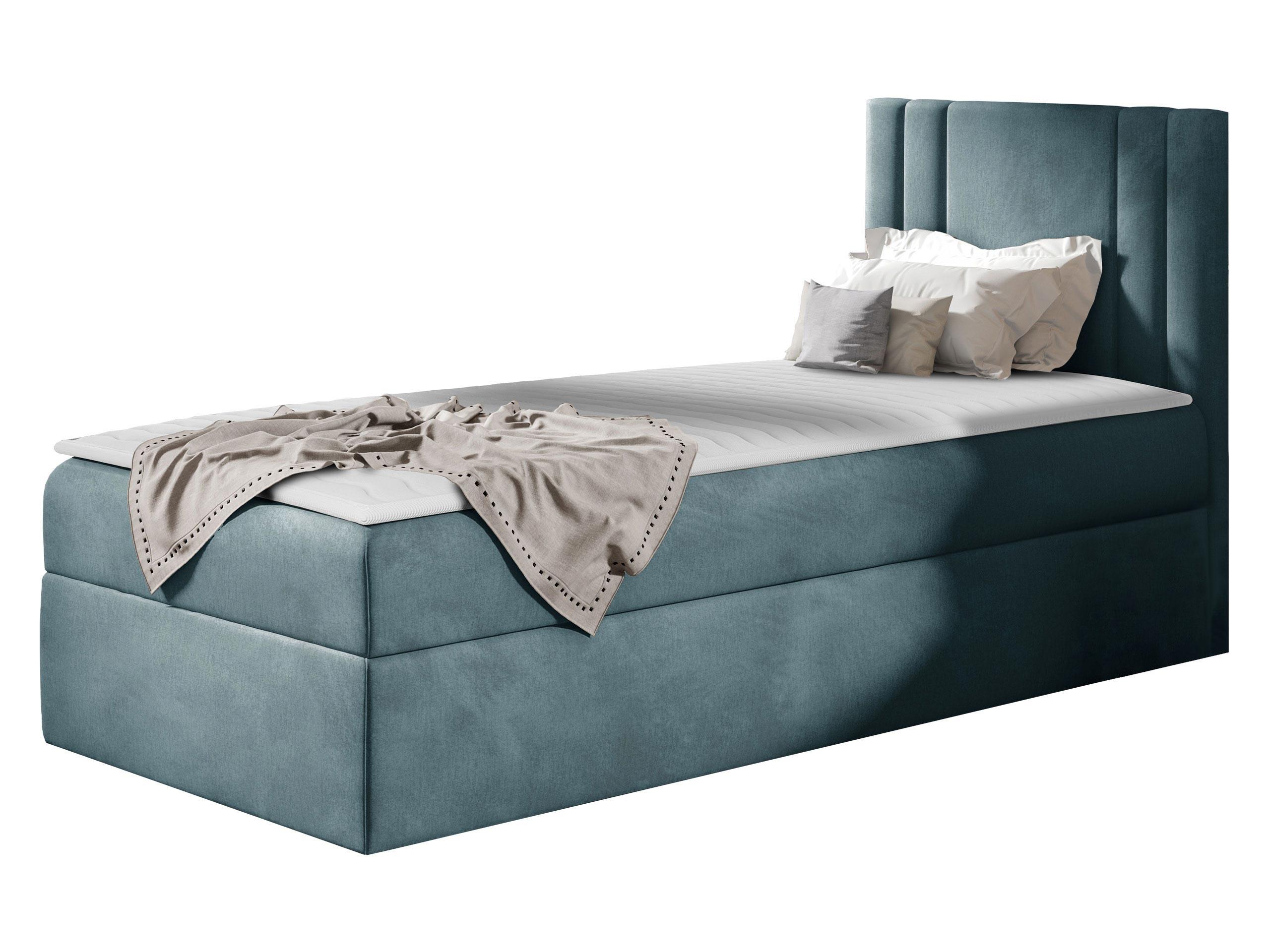 BOXBETT Carmen Mini, Seite zum Öffnen des Bettkastens: Rechts - H3 - Blaugrau, Holz (90/200cm) - MIRJAN24