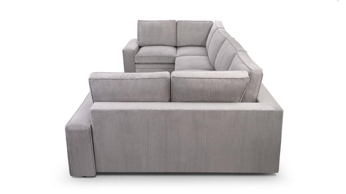 WOHNLANDSCHAFT Treville U Grau 378/196/93 cm – mit Bettkasten und Schlaffunktion - Schwarz/Grau, Kunststoff/Textil (378/93/196cm) - AX Living