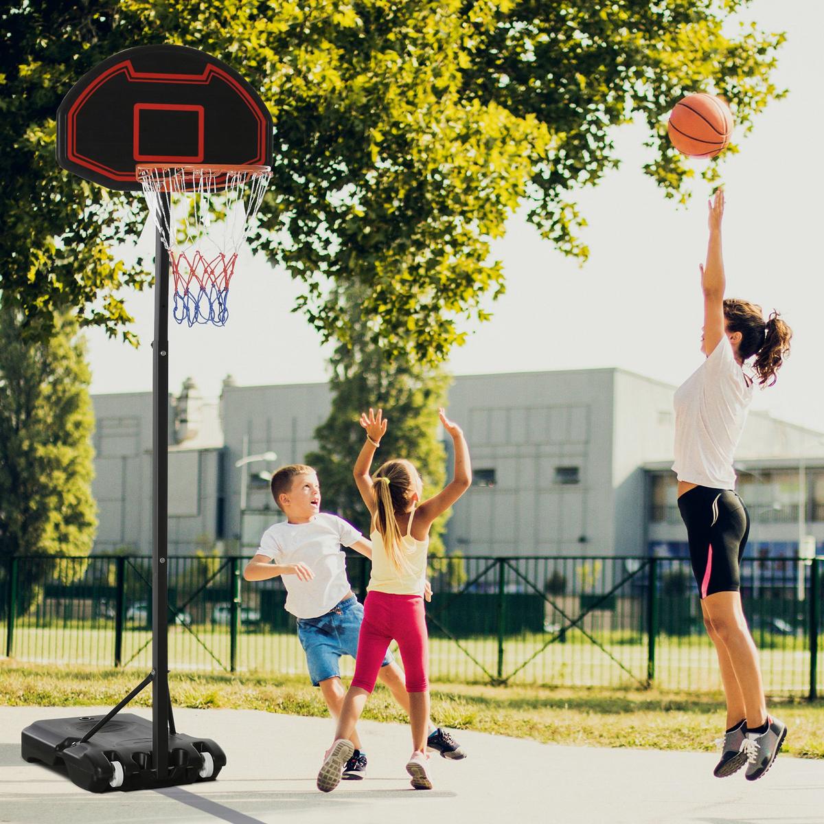 BASKETBALLKORB, Stahl, Schwarz, 73L x 49B x 250H cm - Schwarz, Metall (49/131cm) - HOMCOM