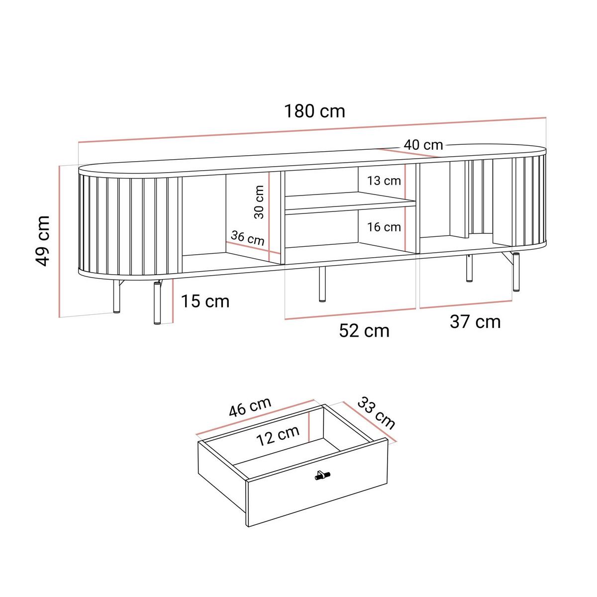 TV-ELEMENT ELODIE mit Schublade Kaschmir - Kaschmir, Holzwerkstoff (180/49/40cm) - Lookway