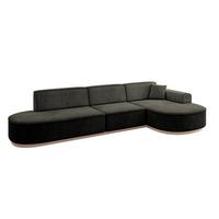 ECKSOFA Ottomane Rechts MARI-L2-v1 - 328x171x83 cm Schwarz Velours - Schwarz, Holzwerkstoff/Textil (171/328cm) - ALTDECOR