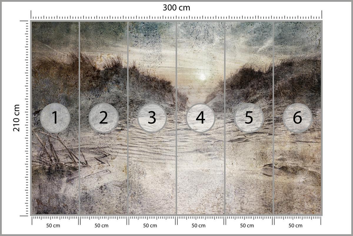 FOTOTAPETE Abstrakter Strand Beton Abstraktion 300x210 - Beige/Braun, Papier (300/210cm) - Muralo