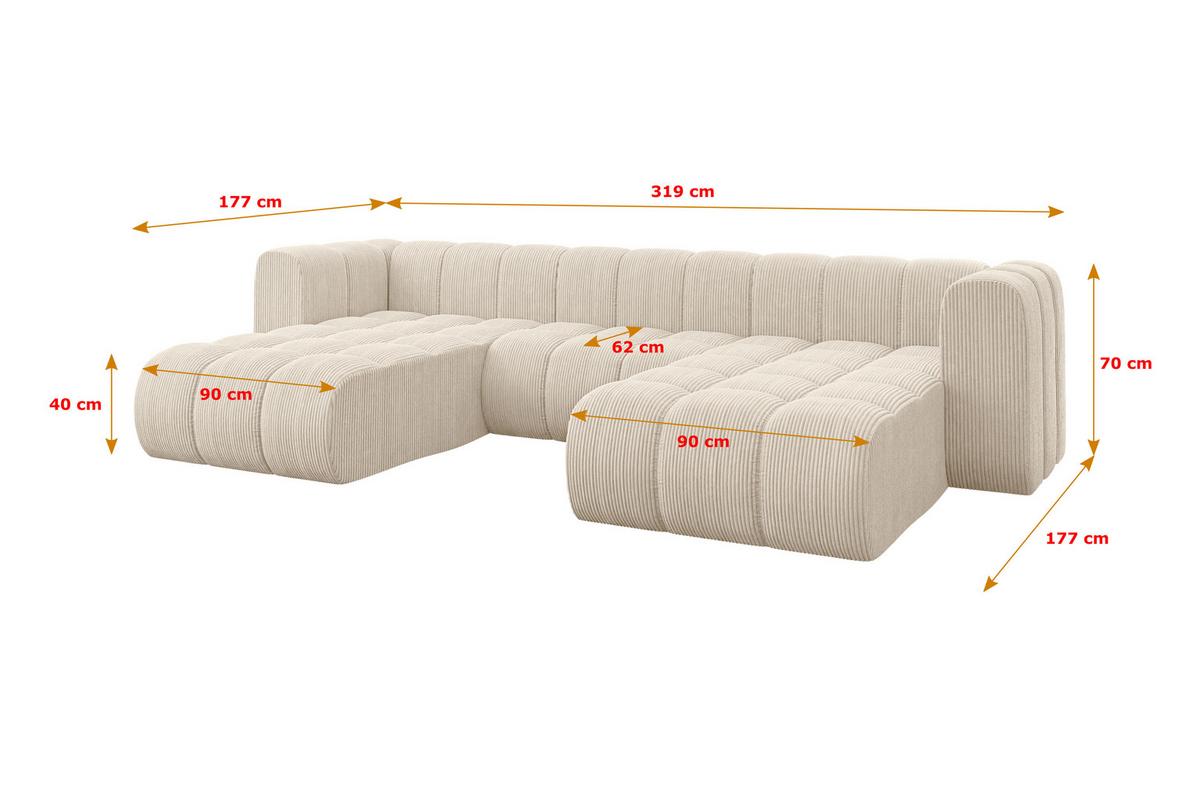 WOHNLANDSCHAFT modulares Sofa Joren-U1 - 319x177x70 cm Beige - Beige, Holzwerkstoff/Textil (319/70/177cm) - ALTDECOR