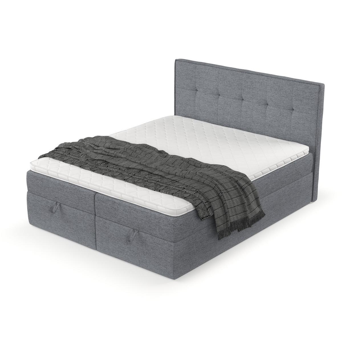 BOXBETT Tivra 140/200 cm Grau im Neve Stoff - Schwarz/Grau, Holz/Holzwerkstoff (140/200cm) - AltaBeds