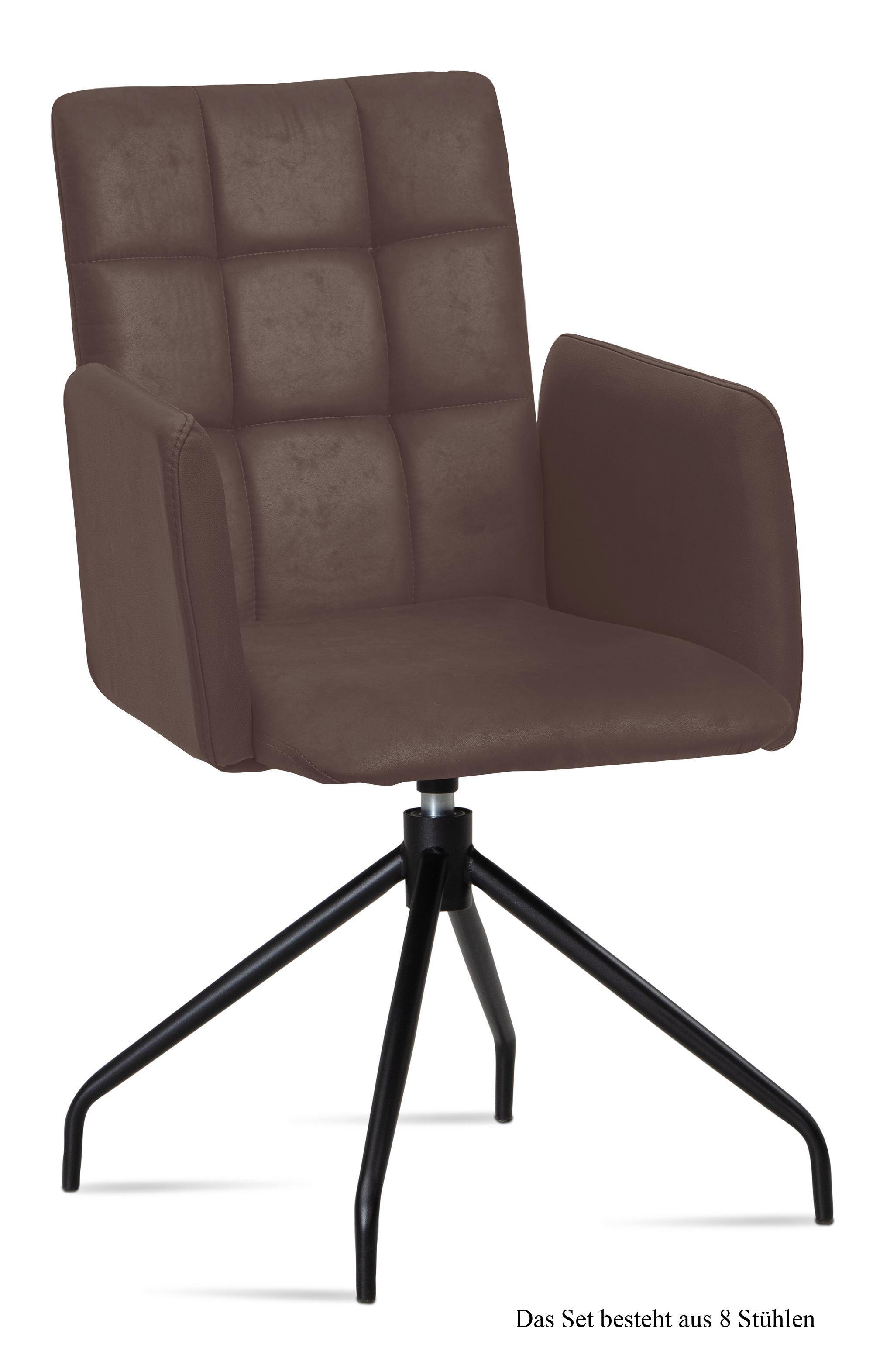ARMLEHNSTUHL drehbar (8er-Set) Dollie 52x91x60 Schwarz/Braun - Schwarz/Braun, Kunststoff (60/91/52cm) - 58aufmkessel
