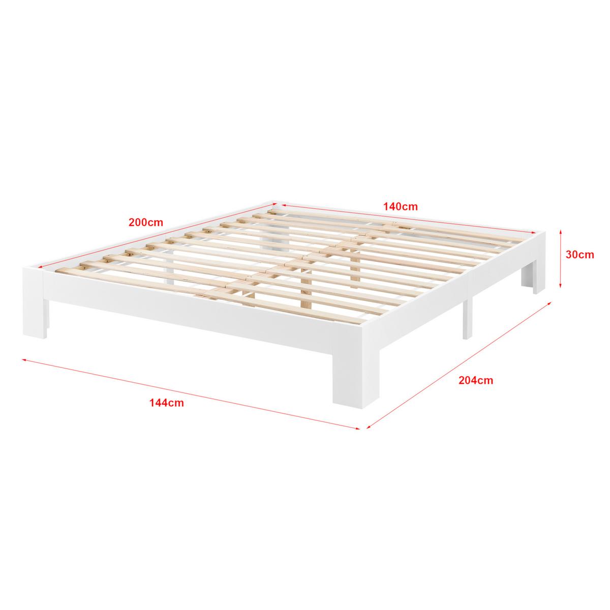 HOLZBETT Raisio - Weiß, Holz (140/200cm) - [en.casa]