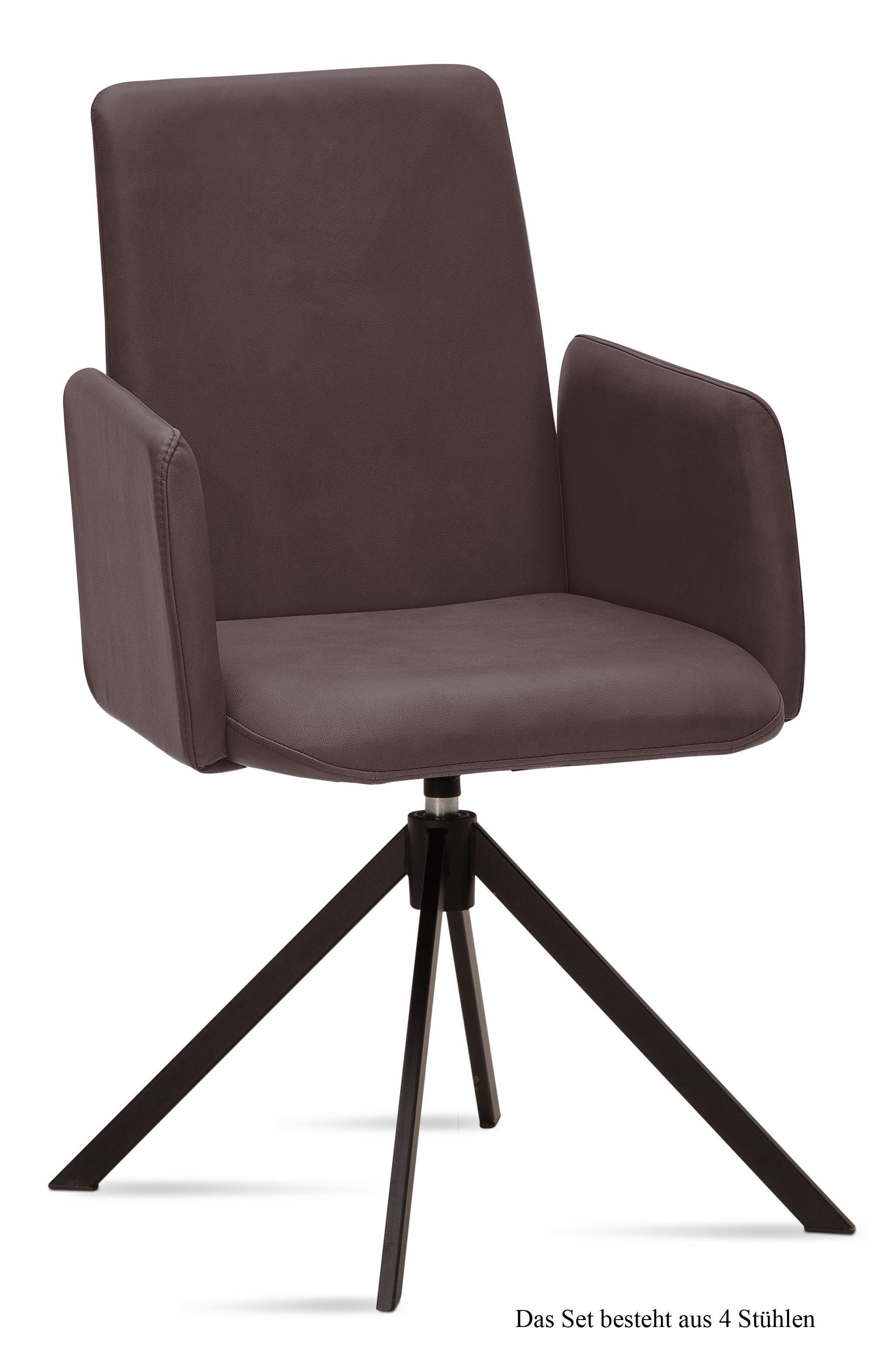 ARMLEHNSTUHL drehbar (4er-Set) Deasia 52x92x60 Schwarz/Braun - Schwarz/Braun, Kunststoff (60/92/52cm) - 58aufmkessel