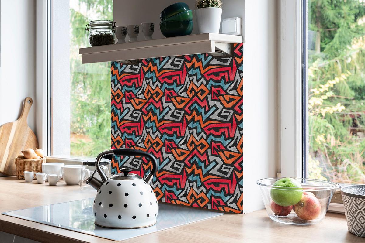 FLIESENAUFKLEBER 9 Stück 30x30 cm selbstklebend Graffiti-Abstraktion - Multicolor, Textil (30/1.6/30cm) - TULUP