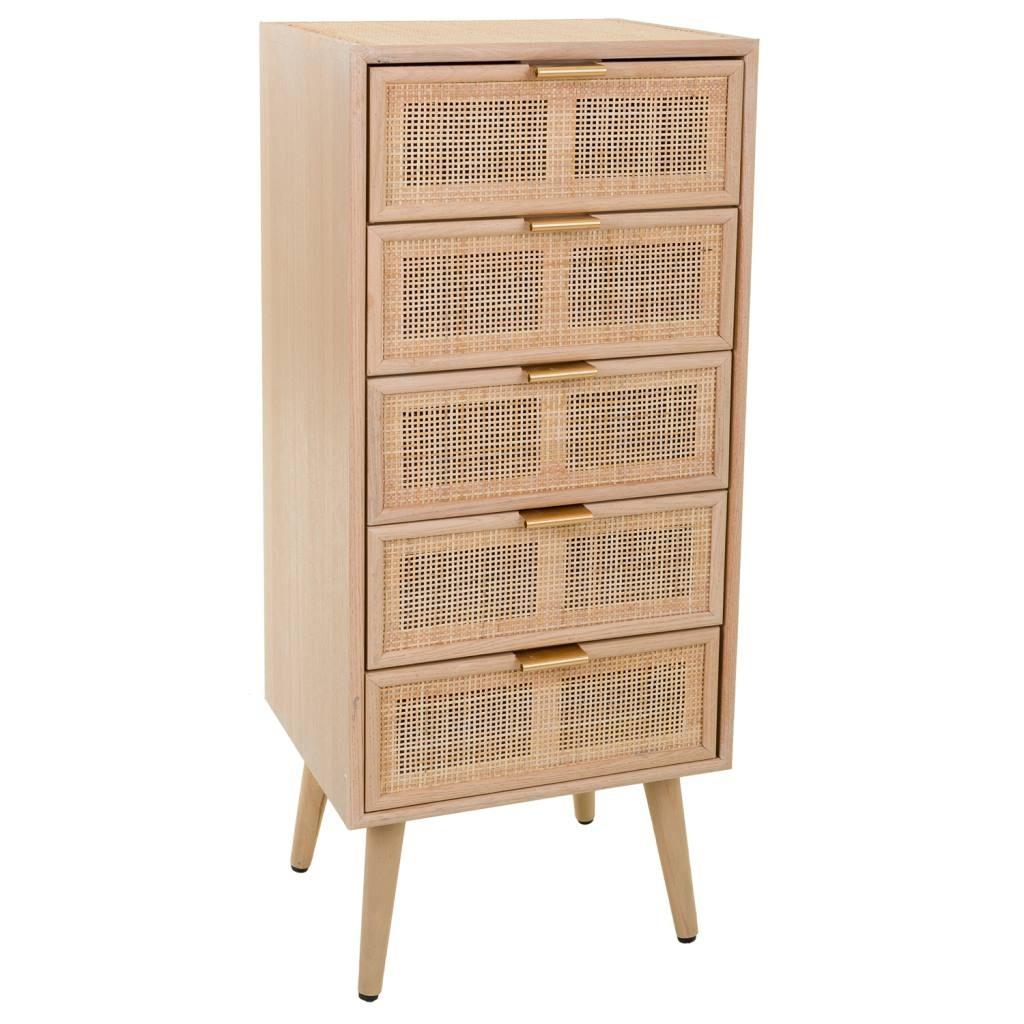 KOMMODE aus MDF und Gitter, braun, 42x37x101cm - Braun, Holzwerkstoff (42/100.5/36.5cm) - Wanderlust
