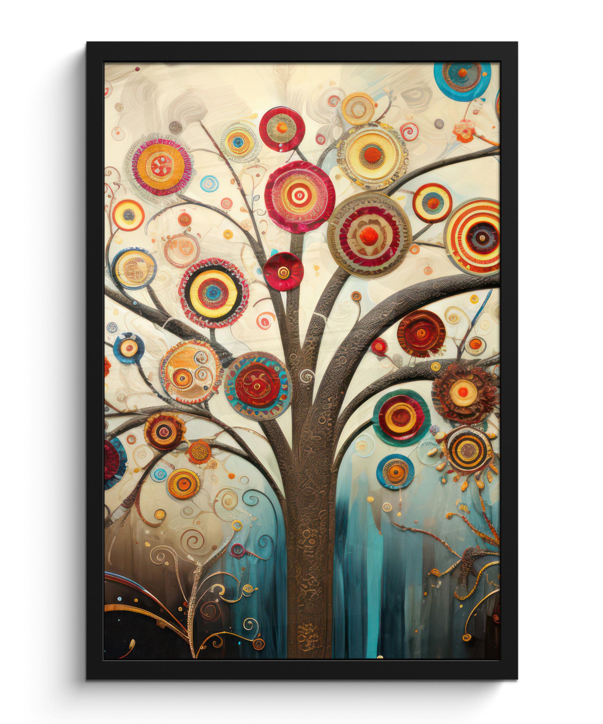 POSTER MIT RAHMENGERAHMTES BILD Baum - Baum des Lebens - Farbe Bilder mit Rahmen 40x60 cm - Braun, Papier (40/60cm) - MuchoWow