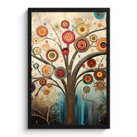 POSTER MIT RAHMENGERAHMTES BILD Baum - Baum des Lebens - Farbe Bilder mit Rahmen 40x60 cm - Braun, Papier (40/60cm) - MuchoWow