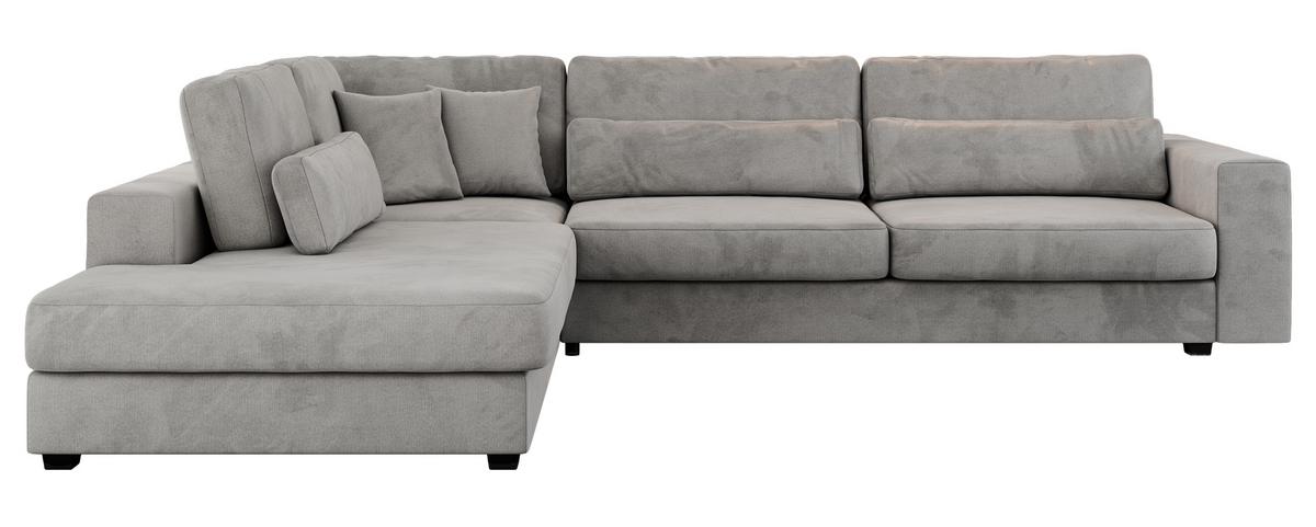 ECKSOFA Savona Hellgrau Velvet - links - Hellgrau/Schwarz, Kunststoff/Textil (316/249cm) - MKS