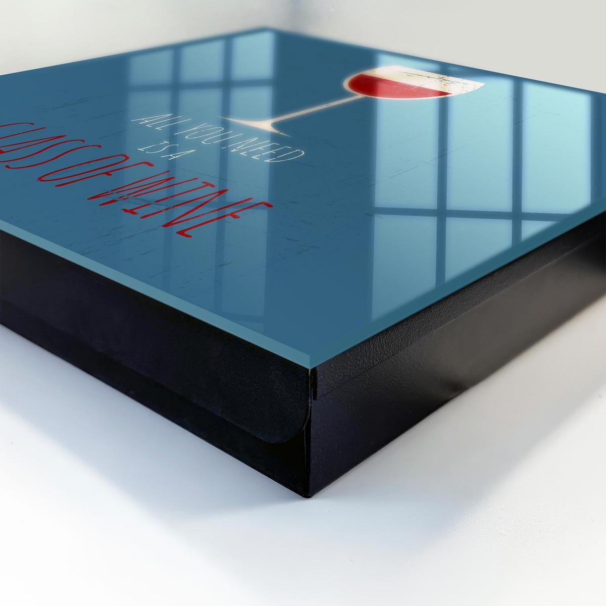 SCHLÜSSELBOX Schwarz 30x30 cm- Türöffnung nach rechts - Ein Glas Wein - Blau, Metall (30/30/5cm) - TULUP