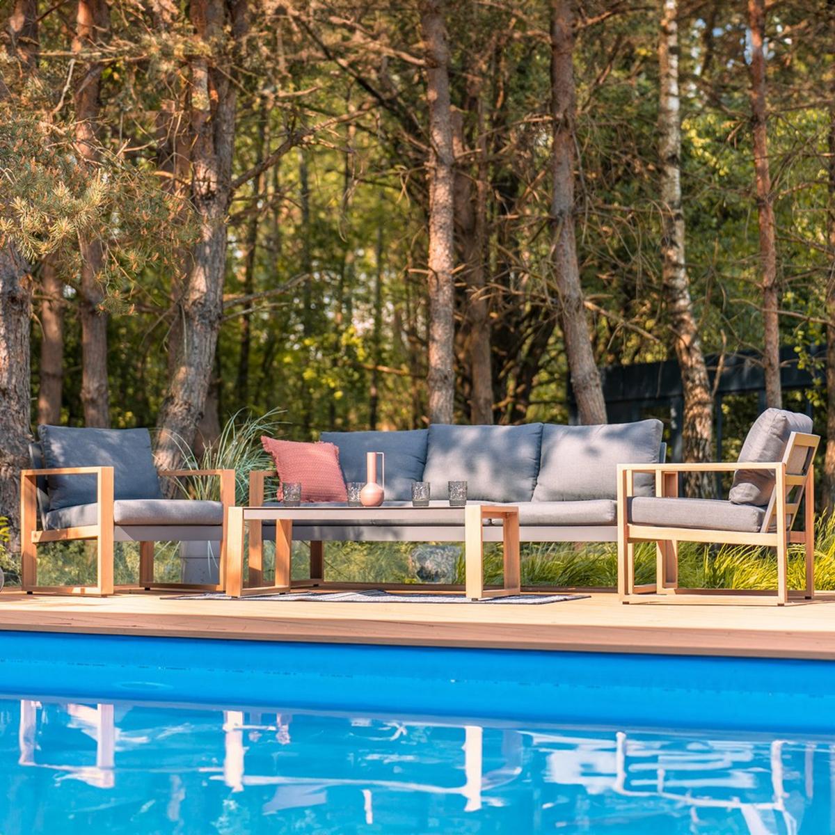 GARTENLOUNGE-SET DUISBURG - Anthrazit/Braun, Holzwerkstoff - RAUMHIRSCH FURNITURE