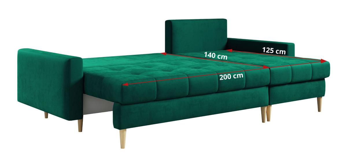 ECKSOFA Astra Dunkelgrün Velvet - Dunkelgrün/Braun, Holz/Textil (220/140cm) - MKS