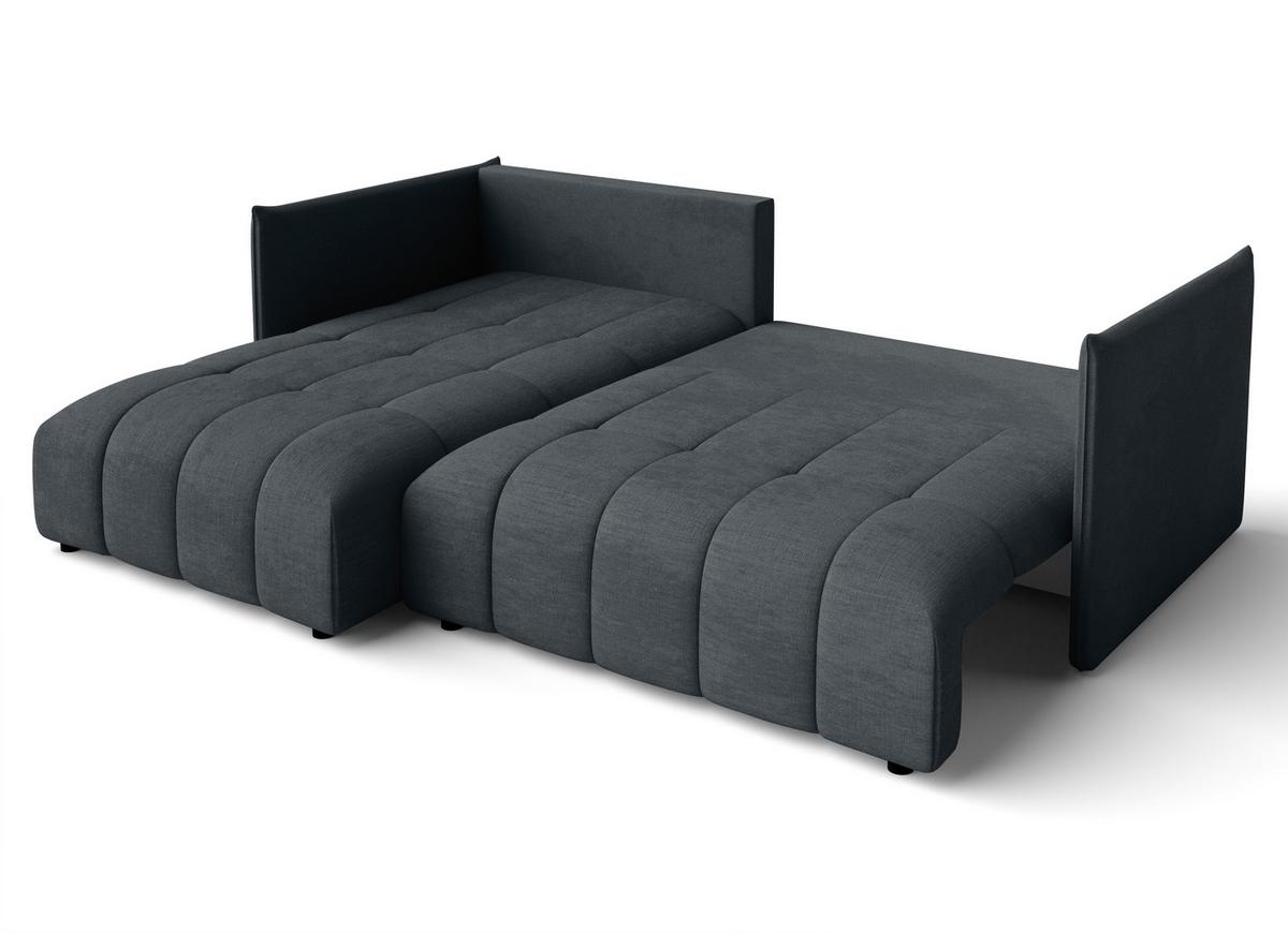 ECKSOFA L Form Gaziante Grau 248/180/83 cm – mit Bettkasten - Schwarz/Grau, Kunststoff/Textil (248/180cm) - AX Living