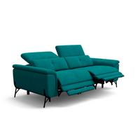 SOFA RELAX AVENA 3-Sitzer, dunkelgrüner Veloursstoff - Dunkelgrün/Schwarz, Holz/Textil (204/80/108cm) - Courtois Laville
