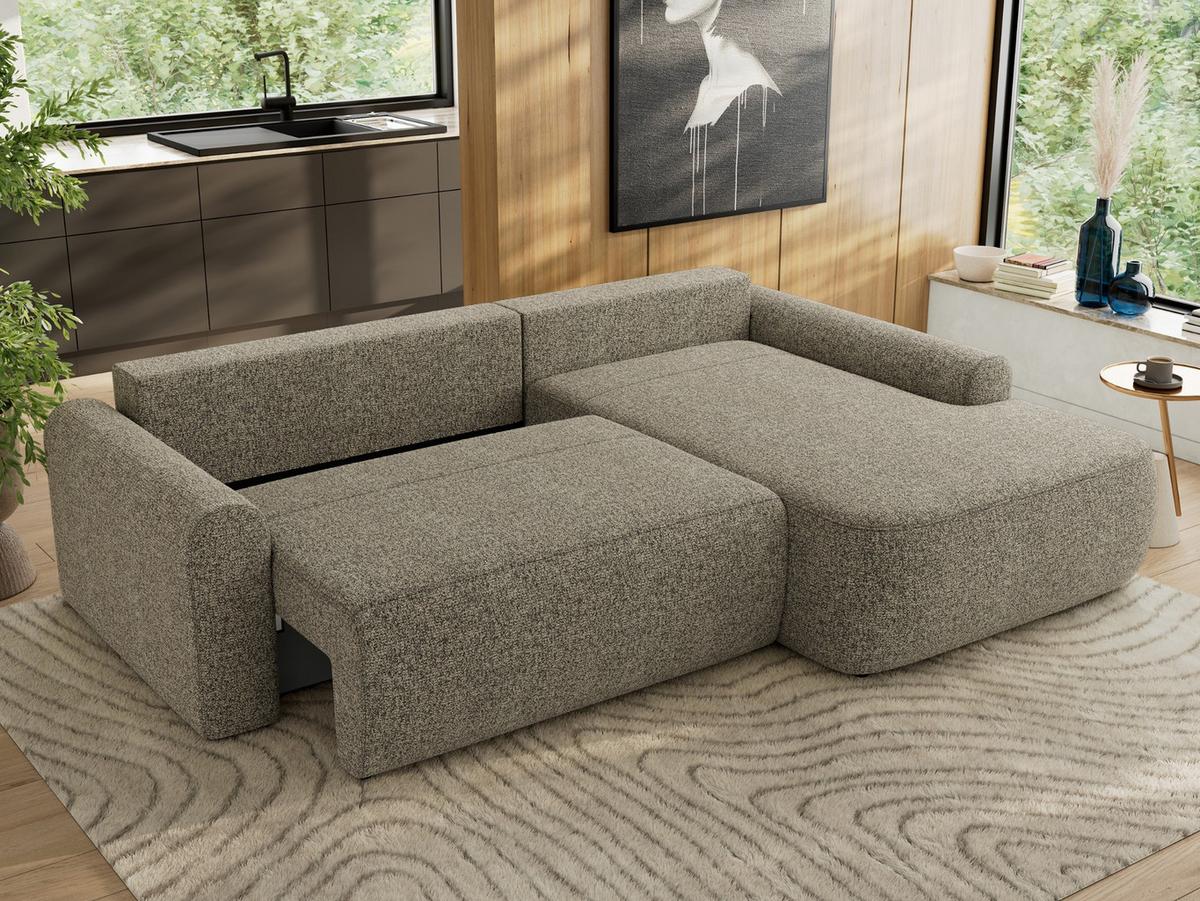 ECKSCHLAFSOFA CUBO L Grau Struktur - rechts - Schwarz/Grau, Kunststoff/Textil (187/273cm) - MKS