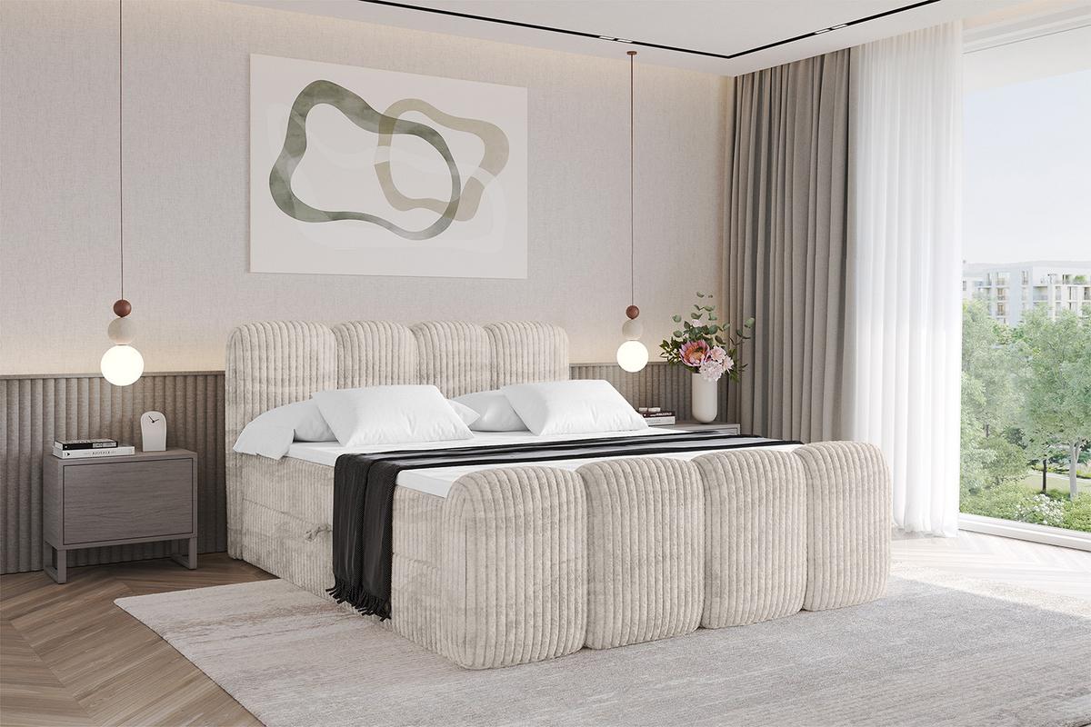 BOXBETT mit Matratze H4 und Lattenrost - NINA-Z - 200x200 cm - Creme - Creme, Holzwerkstoff (200/200cm)