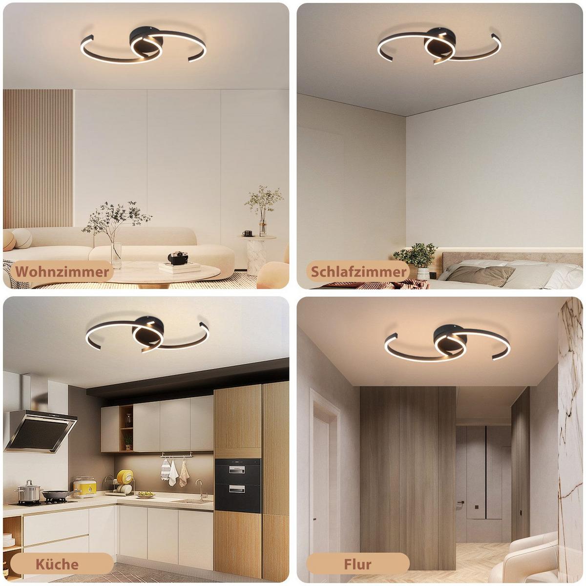 LED-DECKENLEUCHTE Lapp 23/61.6/7cm - Schwarz, Metall (61.6/23/7cm) - Nettlife