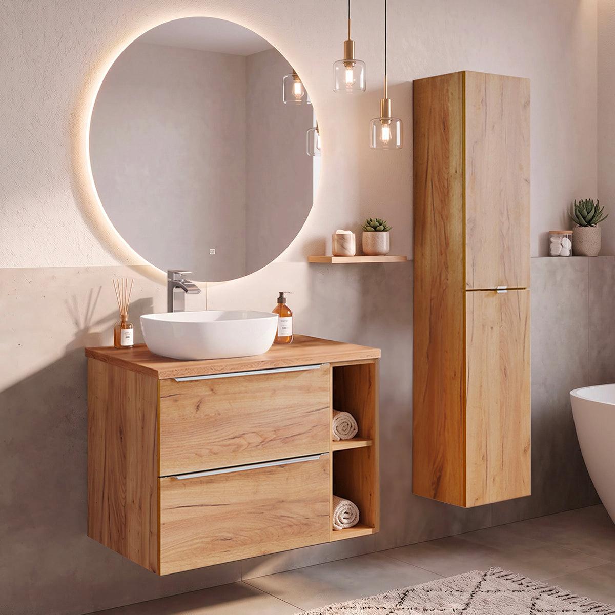 BADMÖBEL 80.4cm April 2er-Set Holz - Braun, Holzwerkstoff (80.4/59/46cm) - Petits-meubles