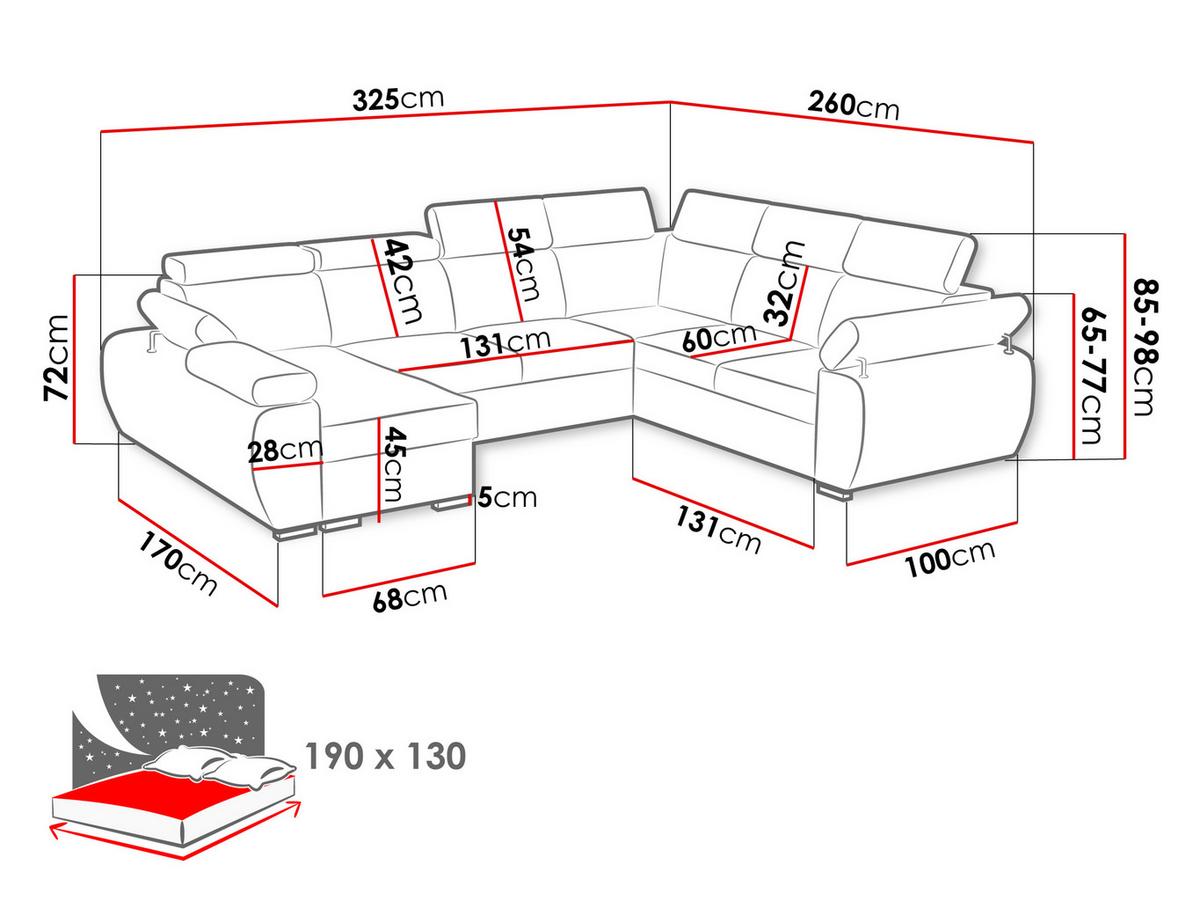 WOHNLANDSCHAFT Boston U, Seite: Rechts - 2R+R+2P+LC - Chromfarben/Blaugrau, Holz/Textil (325/98/260cm) - MIRJAN24