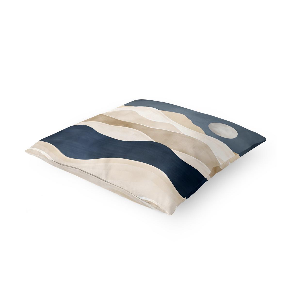 KISSENBEZUG Minimalistische Boho Landschaft Beige Blau 40/40 cm - Blau, Textil (40/40cm) - Bilderwelten