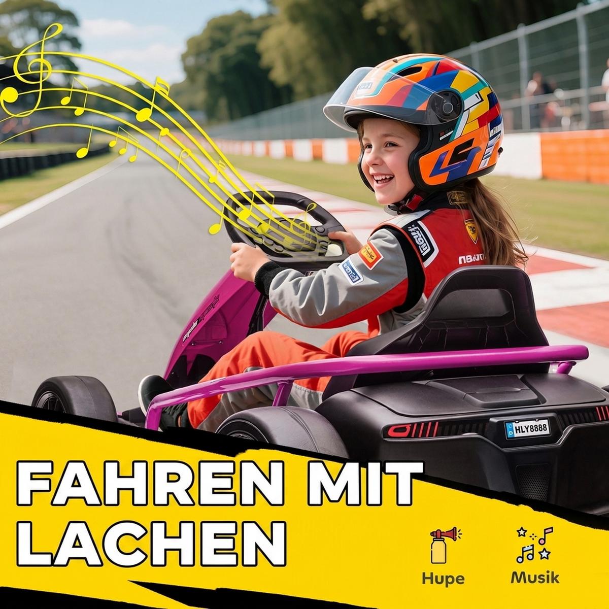 ELEKTRO-GO-KART Kunststoff Metall Rosa - Rosa, Kunststoff (115/77/54cm) - HOMCOM