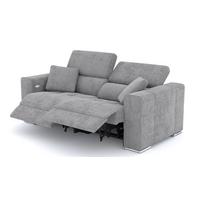 SOFA QUARTZ 3-Sitzer mit 2 Relaxfunktionen, grau - Silberfarben/Grau, Holzwerkstoff/Textil (204/80/102cm) - Wozimo