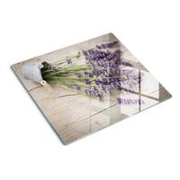 GLASPLATTE 60x52 cm Lavendel im Topf - Lila, Glas (60/0.4/52cm) - TULUP