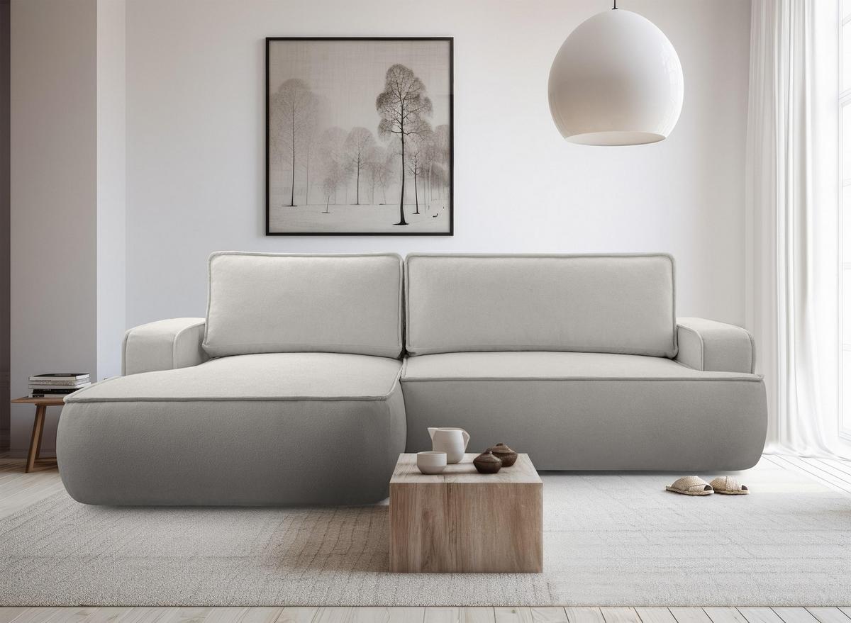 ECKSOFA L Form Ablia Hellgrau 267/168/87 cm mit mit Schlaffunktion L - Hellgrau/Schwarz, Kunststoff/Textil (168/267cm) - AX Living