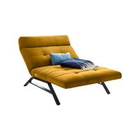 LIEGE MIT MOTORISCHER RELAXFUNKTION AMERIVA Gelb Velvet Relaxfunktion - Currygelb/Schwarz, Textil (120/110/158cm) - KAWOLA