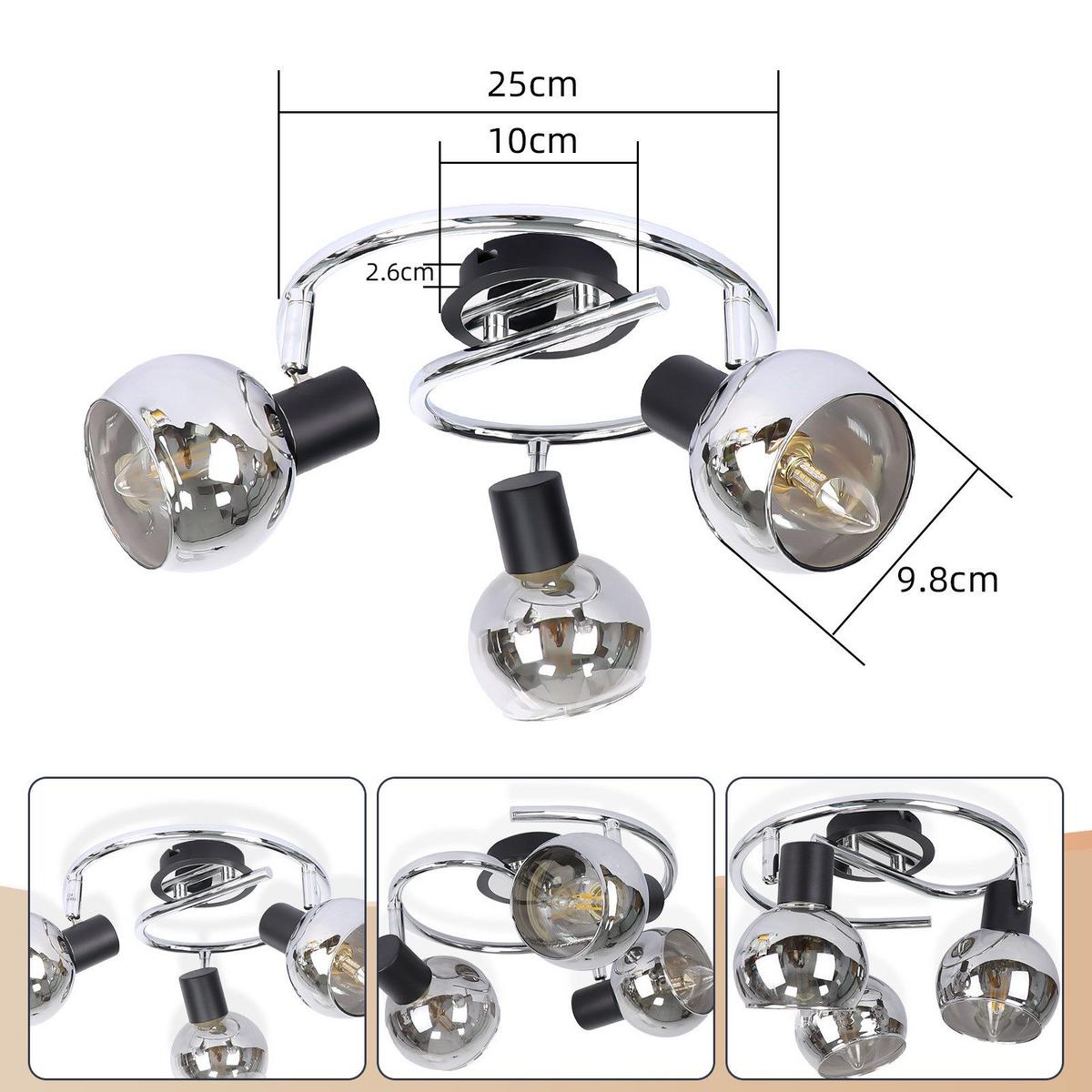 DECKENSTRAHLER Lecompte 3-flammig 36/16/9.8cm - Dunkelgrau, Metall (36/16/9.8cm) - Nettlife