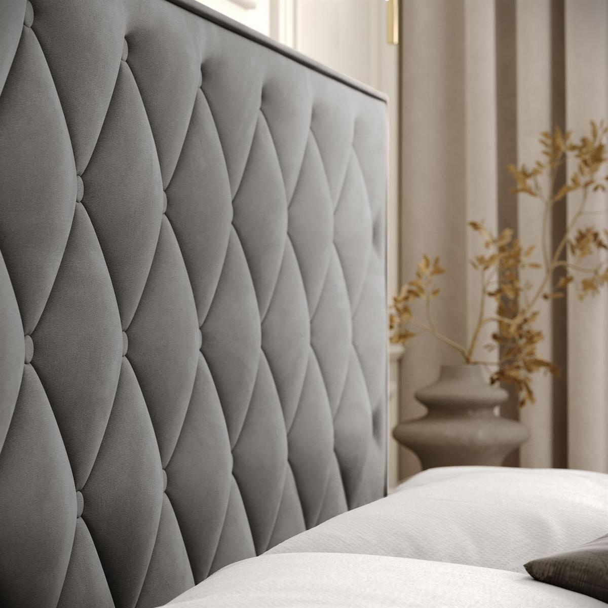 BOXSPRINGBETT INEZ mit Bettkasten mit Topper 140x200 cm Royal Velvet 250 - Grau, Textil - Lookway