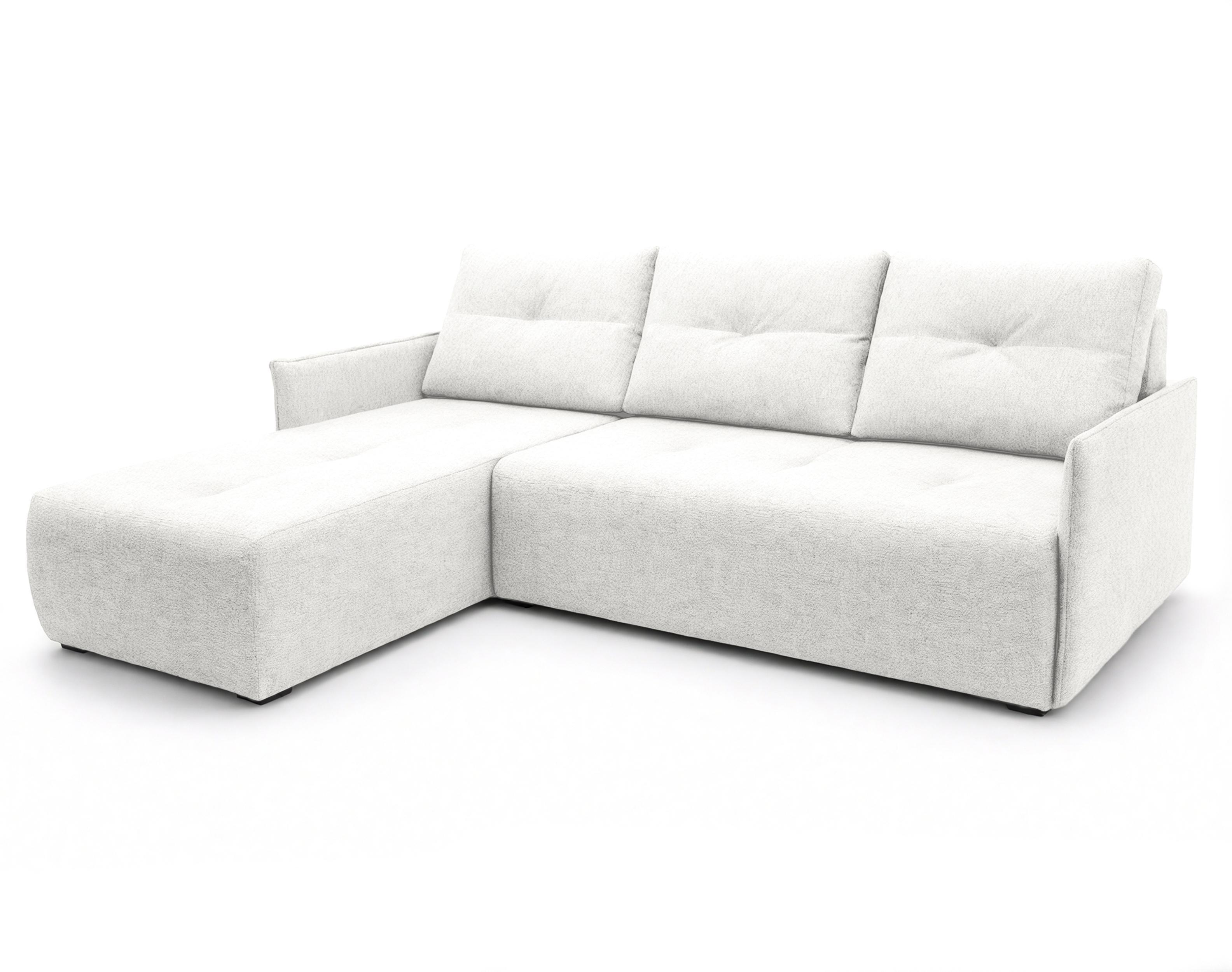ECKSOFA L Form Damascus Weiß 212/143/88 cm Links mit Schlaffunktion - Schwarz/Weiß, Kunststoff/Textil (143/212cm) - AX Living