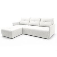 ECKSOFA L Form Damascus Weiß 212/143/88 cm Links mit Schlaffunktion - Schwarz/Weiß, Kunststoff/Textil (143/212cm) - AX Living