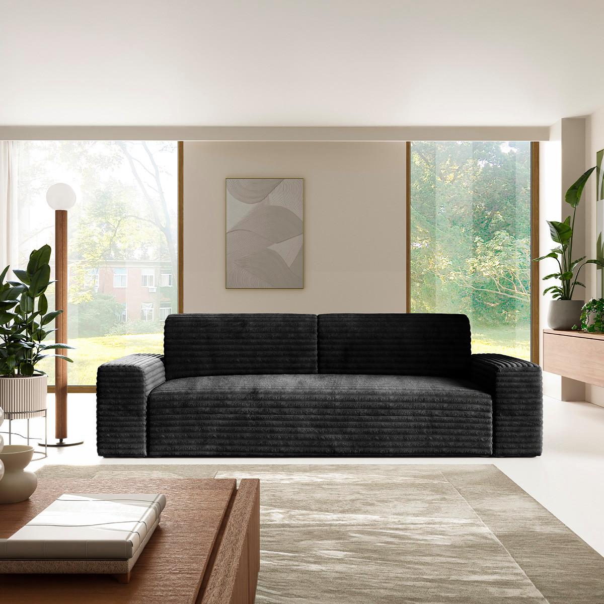 SOFA Fabio 3 Sitzplätze Schwarz - Schwarz, Holz (260/82/102cm) - Petits-meubles