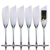 CHAMPAGNER/SEKT Glas mit moderner Kante Regenbogen Schimmer 150 ml (6er-Set) - Transparent, Glas (0.15L) - Intirilife