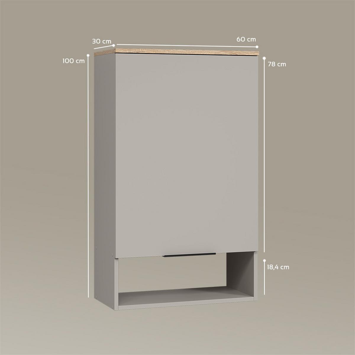 HÄNGESCHRANK Piave Greige 60 x 100 cm mit Tür - Greige, Holzwerkstoff (60/100/30cm) - Livinity®