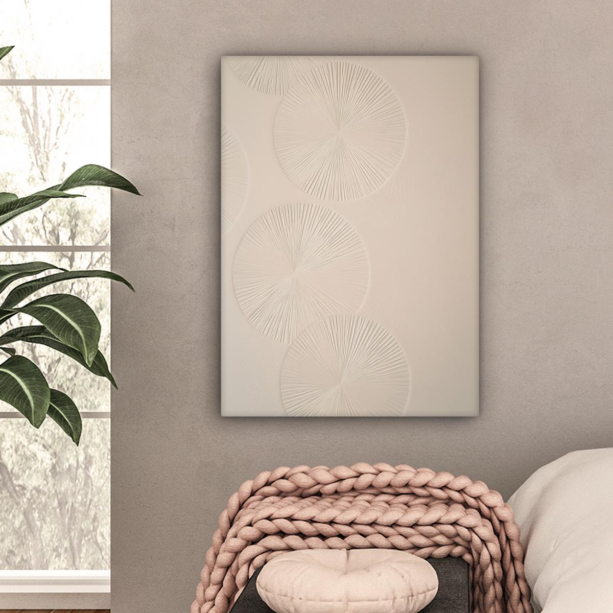 LEINWANDBILD Japandi - Beige - Modern Wandbild Wohnzimmer 60x80 cm - Ecru, Textil (60/80cm) - MuchoWow