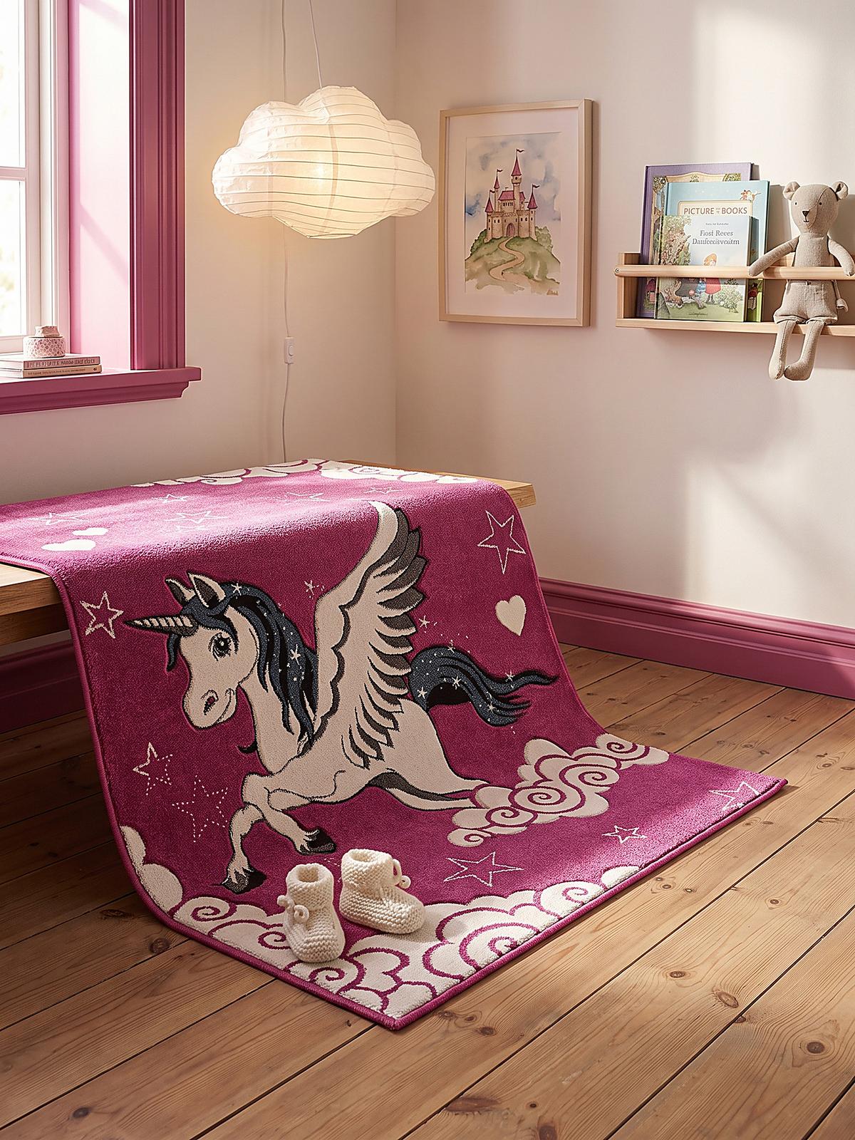 KINDERTEPPICH Kurzflor Sterne CASOLA Polypropylen Fuchsia 120 x 170 cm - Rosa, Textil (120/170cm) - KADIMA DESIGN