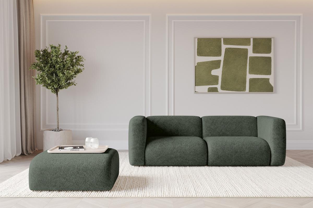 POUF MIRA-PUF 91x89x40 Grün cm Velours Modular Sitzhocker - Schwarz/Grün, Holzwerkstoff/Kunststoff (91/40/89cm) - ALTDECOR